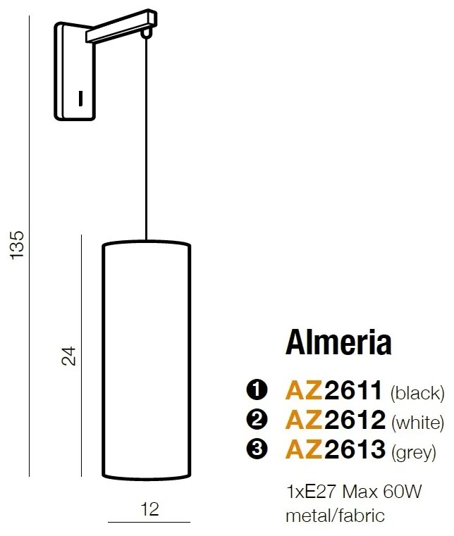 Aplica perete design modern Almeria gri