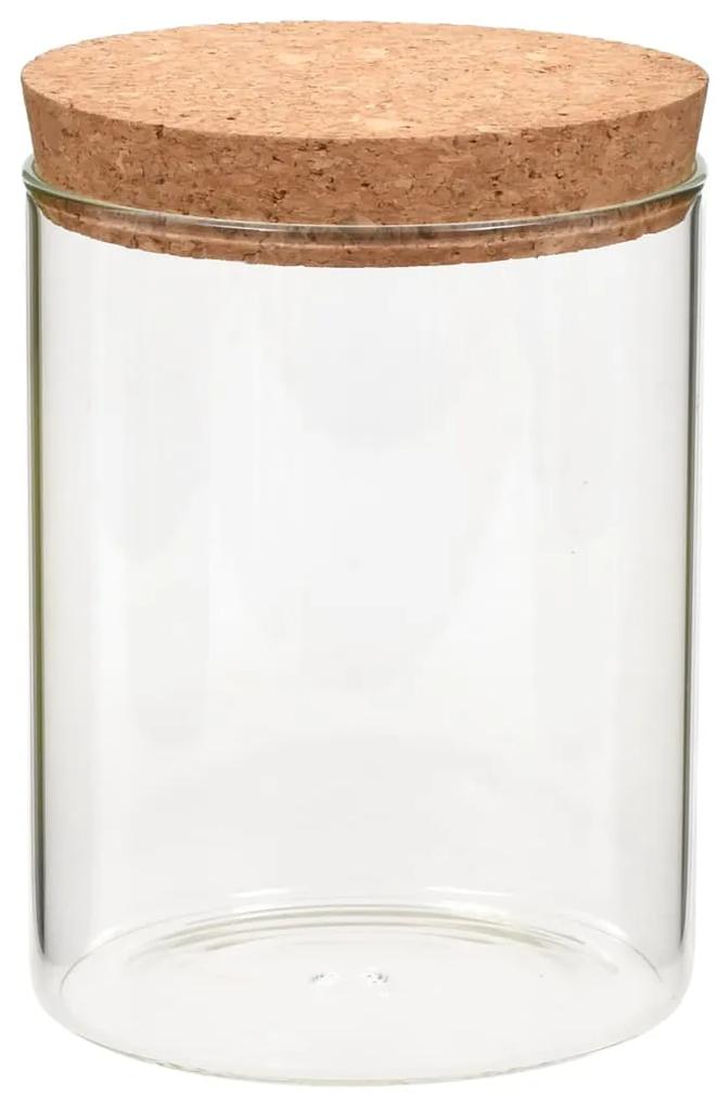 Borcane din sticla depozitare, capac de pluta, 6 buc., 650 ml 6, Transparent, 650