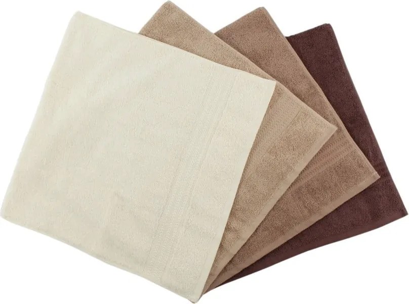 Set 4 prosoape din bumbac Rainbow Brown, 50 x 90 cm, maro
