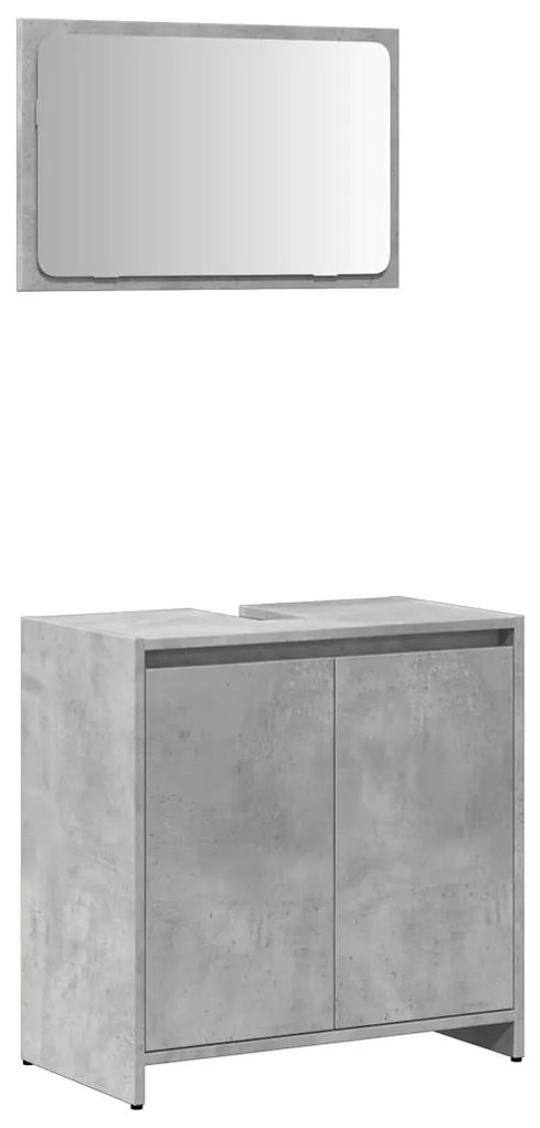 856066 vidaXL Set mobilier de baie, 2 piese, gri beton, lemn compozit