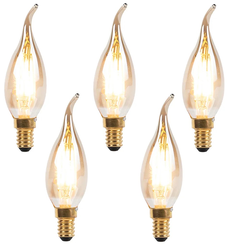 Set de 5 becuri cu filament LED tip lumânare E14 reglabile 240V 3W 250lm
