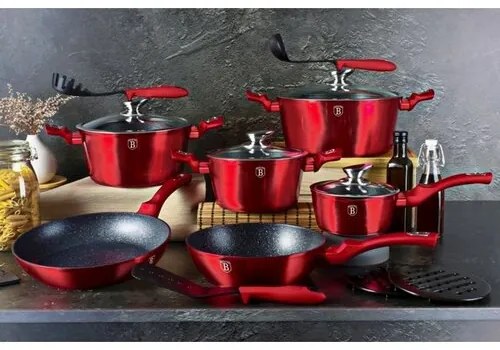 Set de oale de gătit Berlinger Haus 18 piese Burgundy Metallic Line