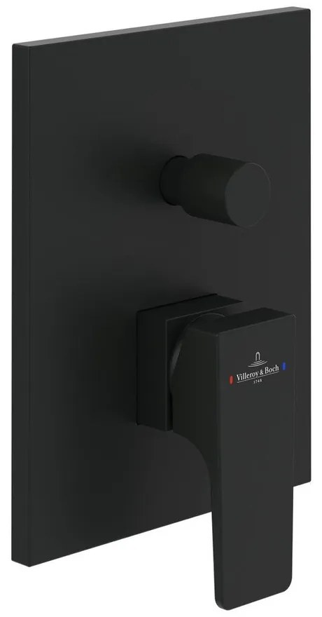 Baterie cada-dus incastrata Villeroy&Boch Architectura Square negru mat fara corp ingropat