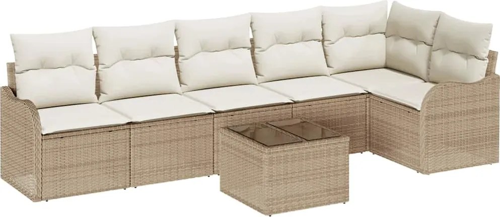 vidaXL Set de canapele pentru grădină 7 pcs Bej poliratan