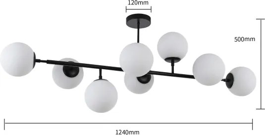 Lustră cu tijă DORADO 8xE14/40W/230V, neagră