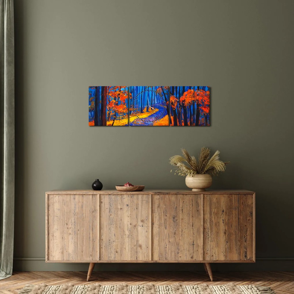 Tablou - Pădurea toamna (cu ceas) (90x30 cm)