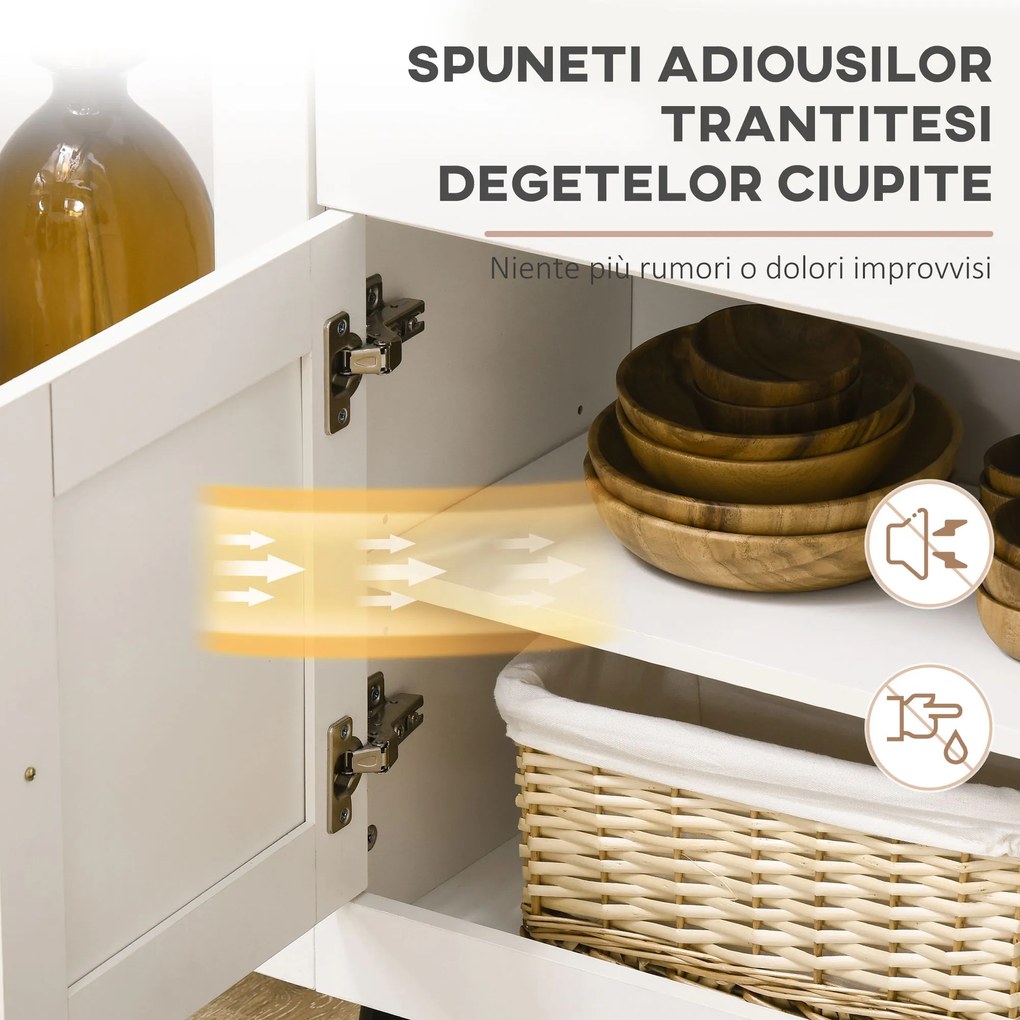 HOMCOM Bufet din lemn cu 2 sertare și 2 dulapuri, 117x35x80 cm, alb și culoare lemn | Aosom Romania