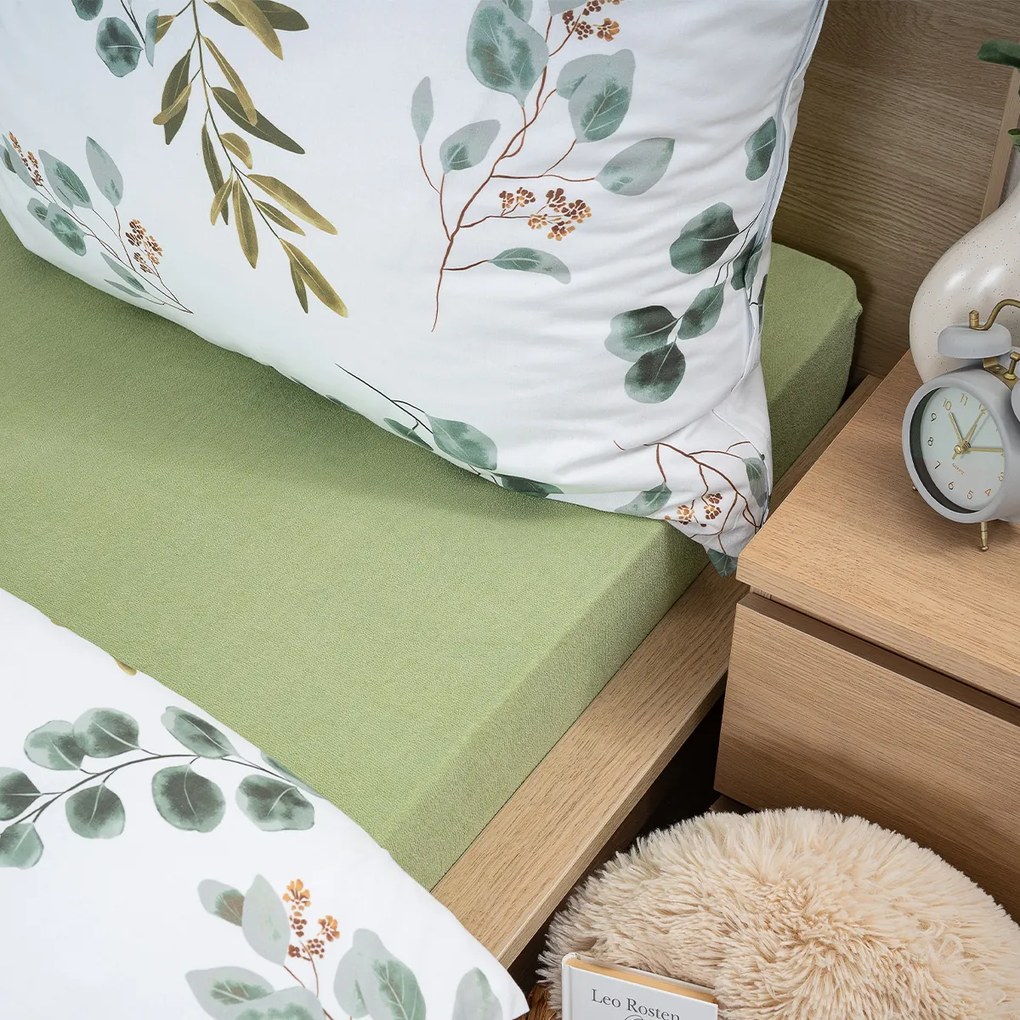 Cearșaf de pat 4Home, din frotir, verde, 180 x 200 cm, 180 x 200 cm