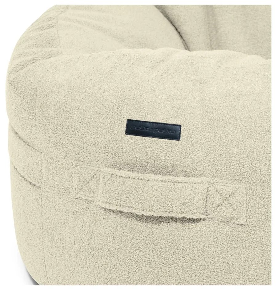 Fotoliu bean bag crem cu tapițerie din țesătură bouclé Roll 105 – SLOWDOWN