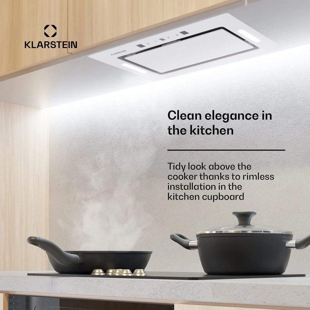 Klarstein Hektor Eco, hotă, 52 cm, 466 m³/h, control tactil, sticlă