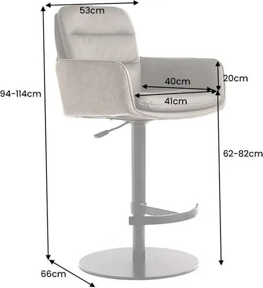 Scaun de bar pivotant Big George, microfibra/ piele taupe