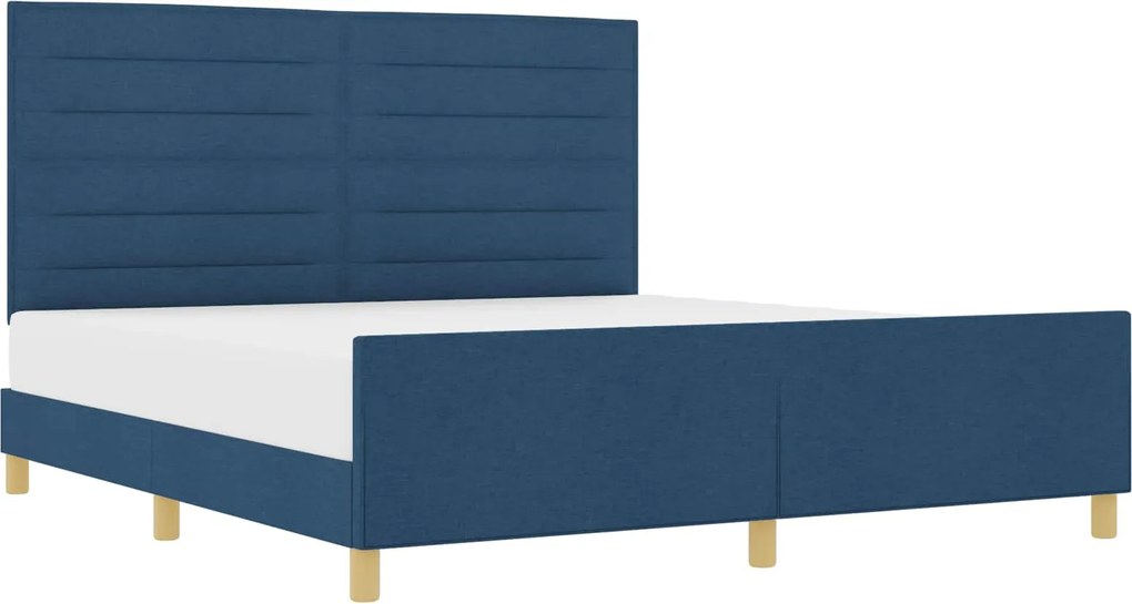 vidaXL Cadru de pat cu headboard albastru 180 x 200 cm țesătură