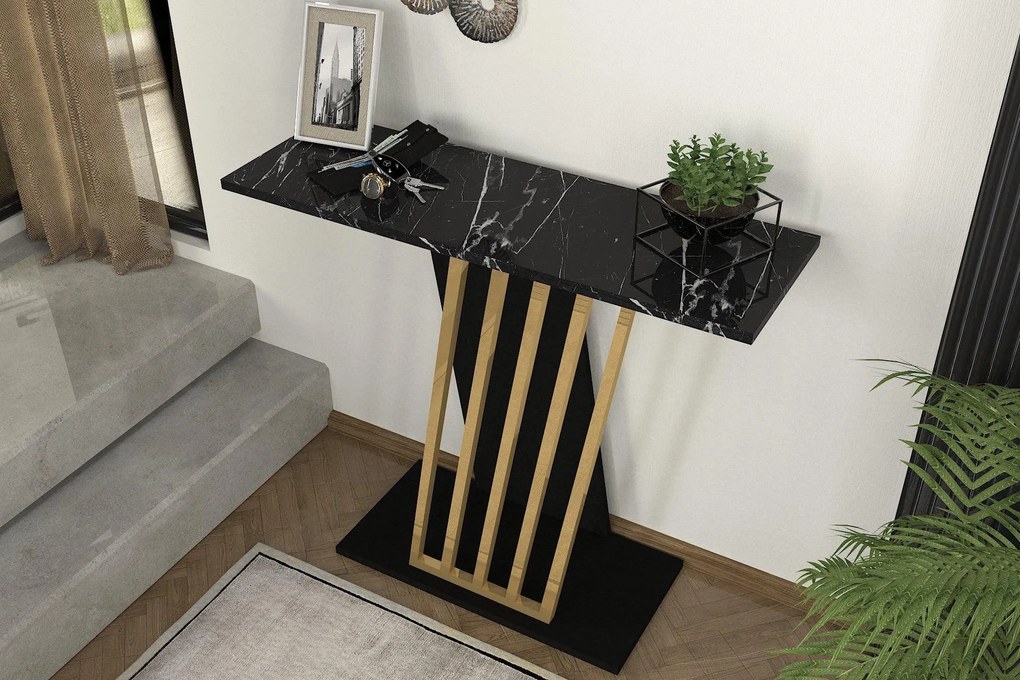 Consola Gravity Negru, Auriu 90x77x30 cm