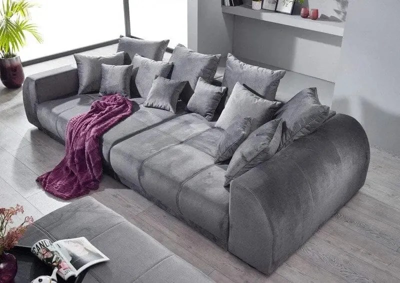 Canapea extensibilă dumonde cu 2 lăzi de depozitare si sezut confortabil din spuma high-density, Verona Royal Antracit 310x100 cm