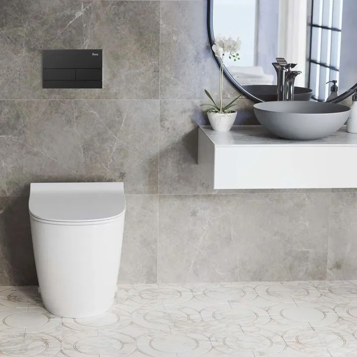 Cadru WC incastrat K011A-Q Rea cu buton T negru