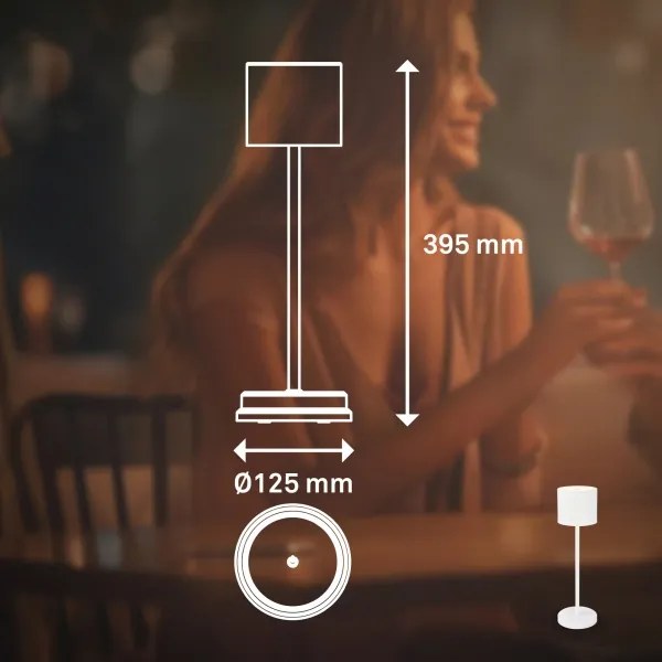 Briloner 7521016 - Lampă de birou LED SIGO cu dimmer, 2,5 W / 5 V, IP44, 2600 mAh, albă