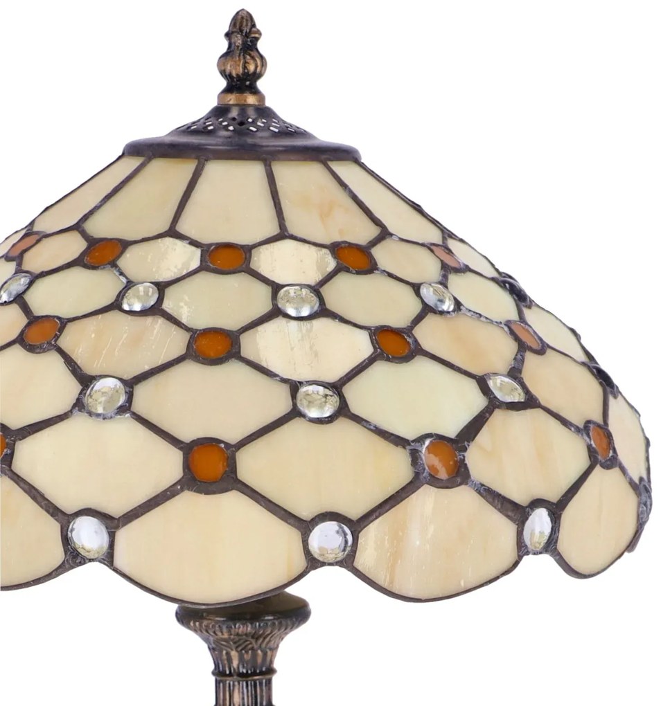 Lampa de masa Tiffany Cream h 45 cm, abajur 30 cm