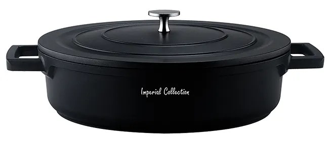 Oala marmorata joasa 28 cm, Imperial Collection IM-LCL28-M, 2.2 l, negru Negru