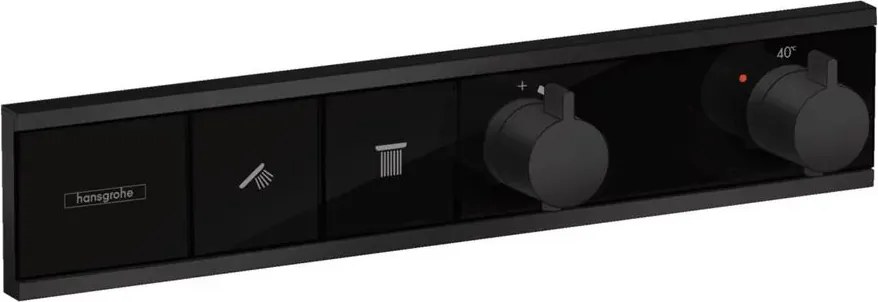 Baterie cada - dus incastrata Hansgrohe RainSelect termostatata negru mat 2 functii
