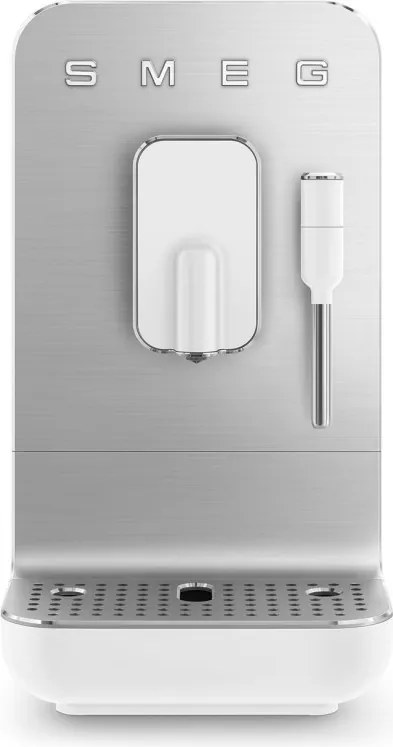 Espressor SMEG Collezione BCC12WHMEU, 1350 W, 19 bar, 1,4 l, 8 functii, Rasnita incorporata, Spumare lapte, Alb