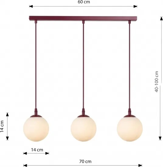 Lampă suspendată pe cablu COSMO 3xE14/10W/230V roșu/alb