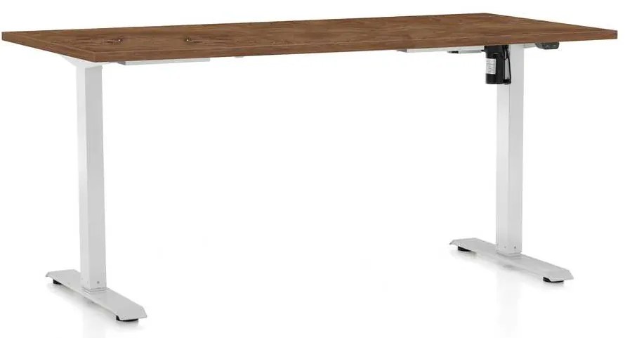 Masă înălțime reglabilă OfficeTech A, 160 x 80 cm, picioare albe, stejar silverjack