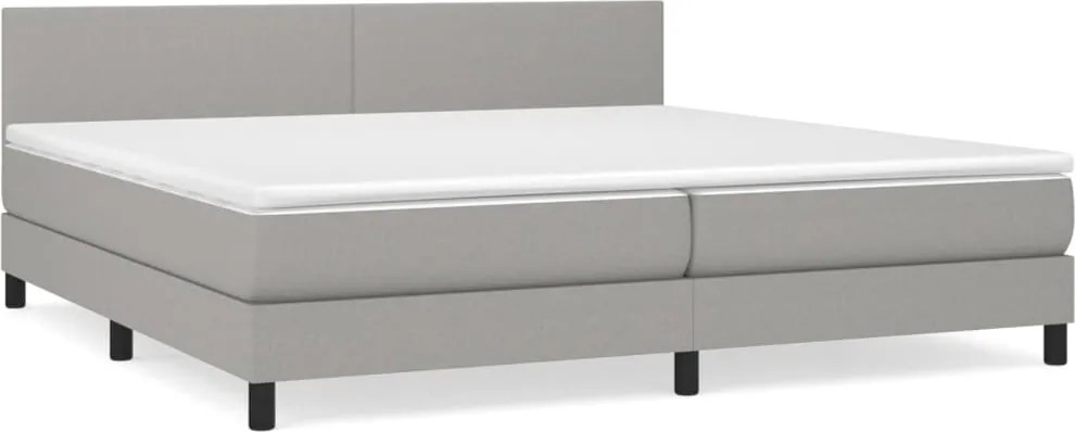 vidaXL Pat box spring cu saltea, gri deschis, 200x200 cm, textil
