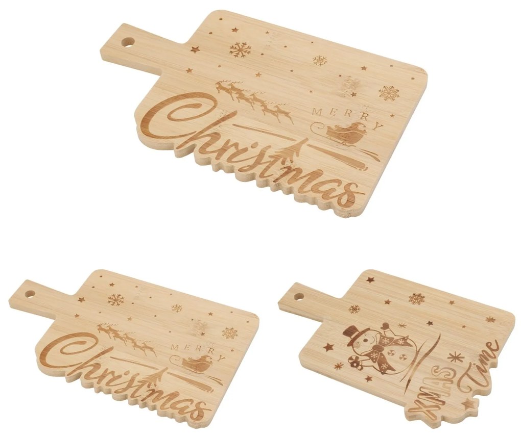 Platou Christmas din bambus 22x14 cm - modele diverse
