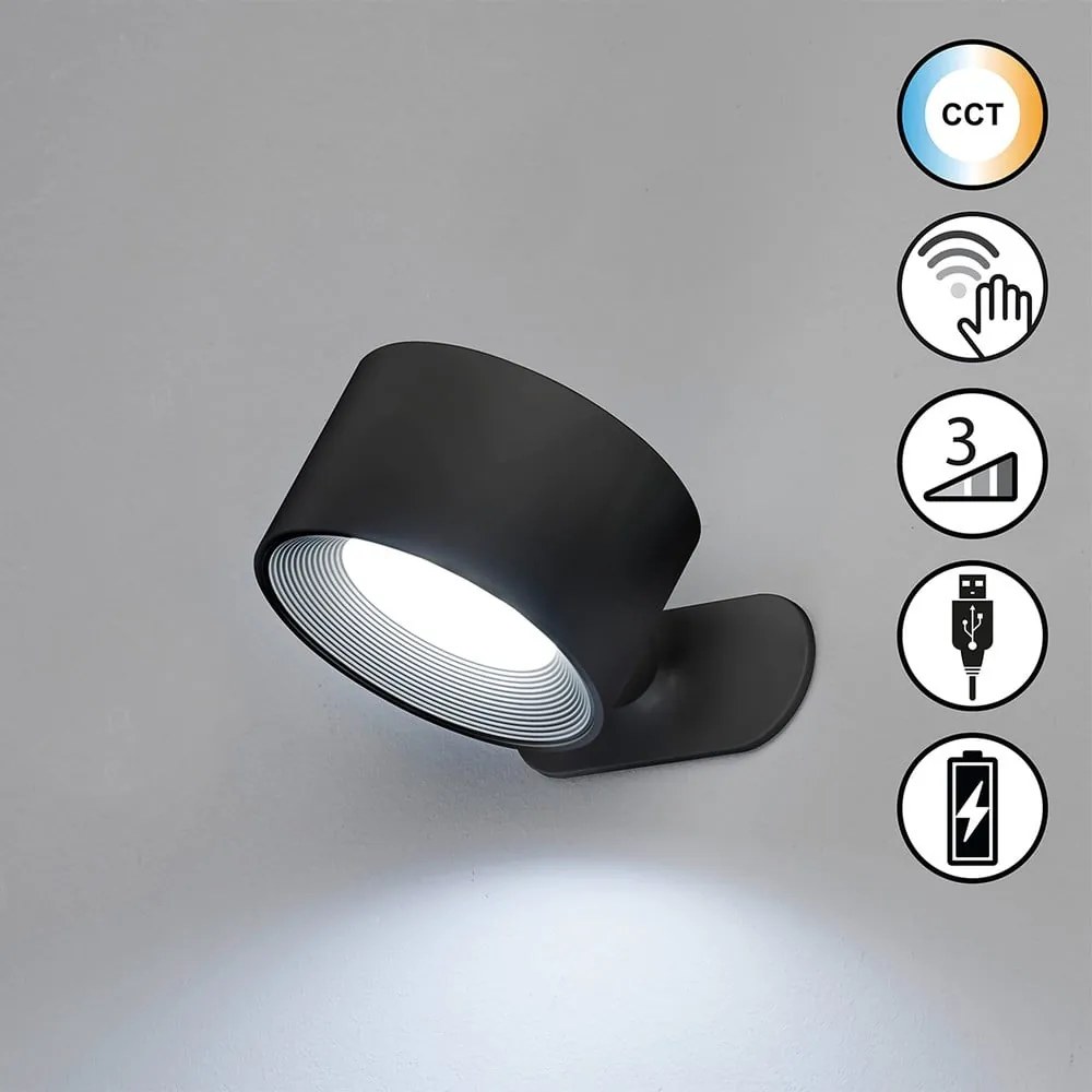Aplică de perete neagră LED Magnetics – Fischer & Honsel
