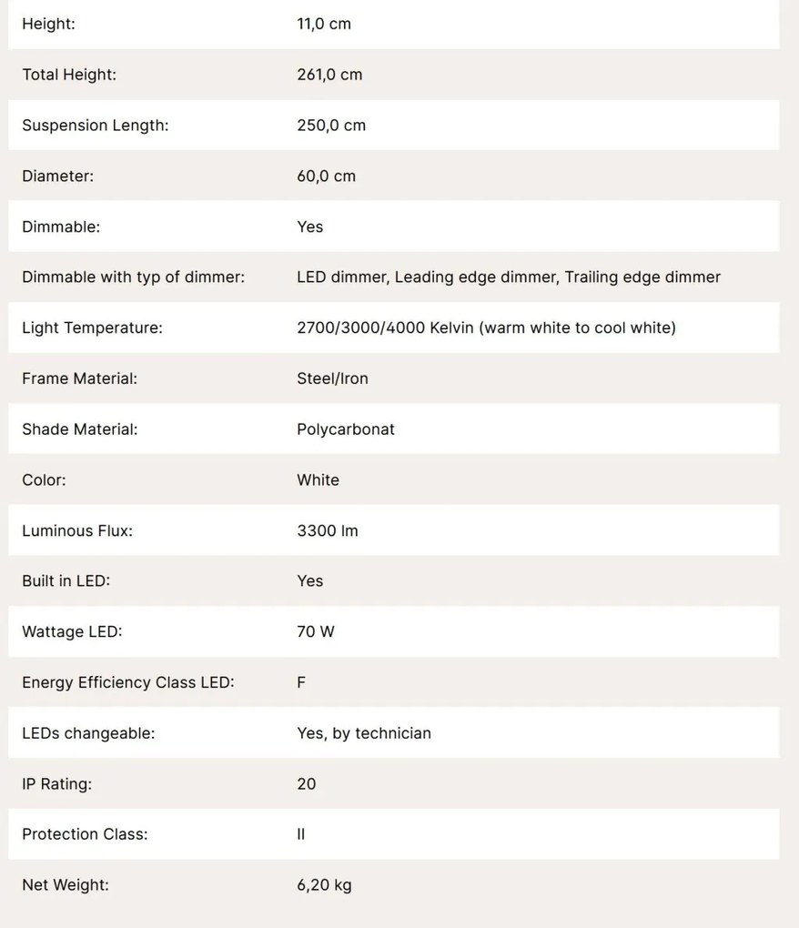 Lustra LED suspendata iluminat ambiental VARIO D-60cm