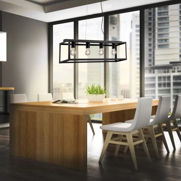 Lustră pe cablu BLACK STEEL 4xE27/40W/230V Briloner