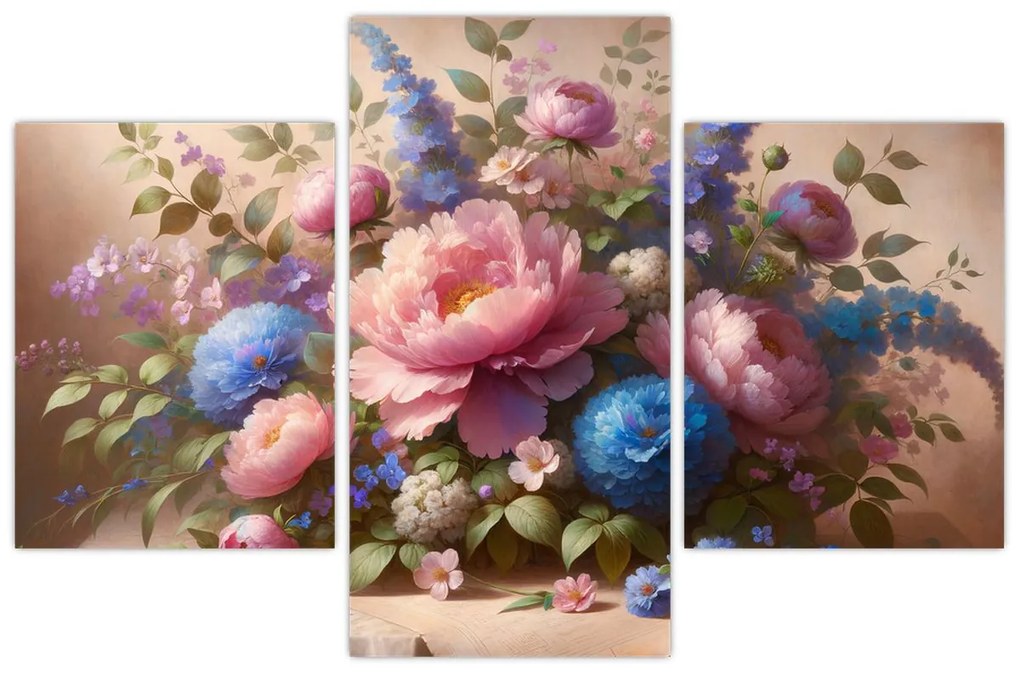 Tablou - Masă plină de flori (90x60 cm)