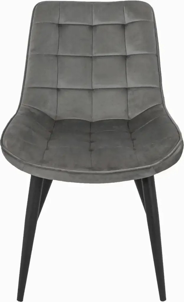 Set masa 80 cm blat MDF si 4 scaune Dnv Homs catifea gri, picioare metalice negre