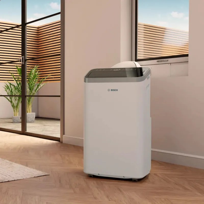 Aparat de aer conditionat mobil Bosch Cool 4000, 9000 BTU, 35 m², A, Auto Swing, Timer, Afișaj LCD, Alb/Negru