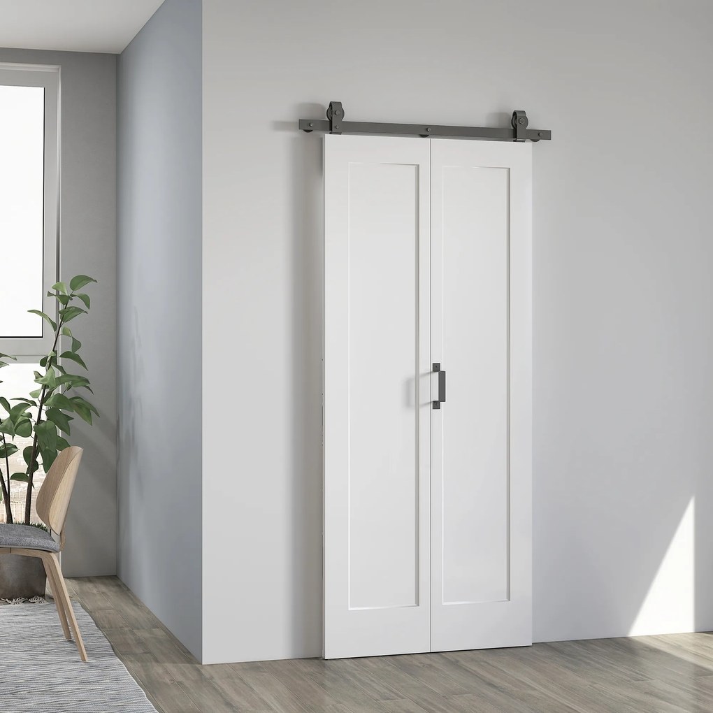 HOMCOM Ușă Pliabilă tip Carte cu Suprafață Vopsibilă 90x210 cm Alb | Aosom Romania