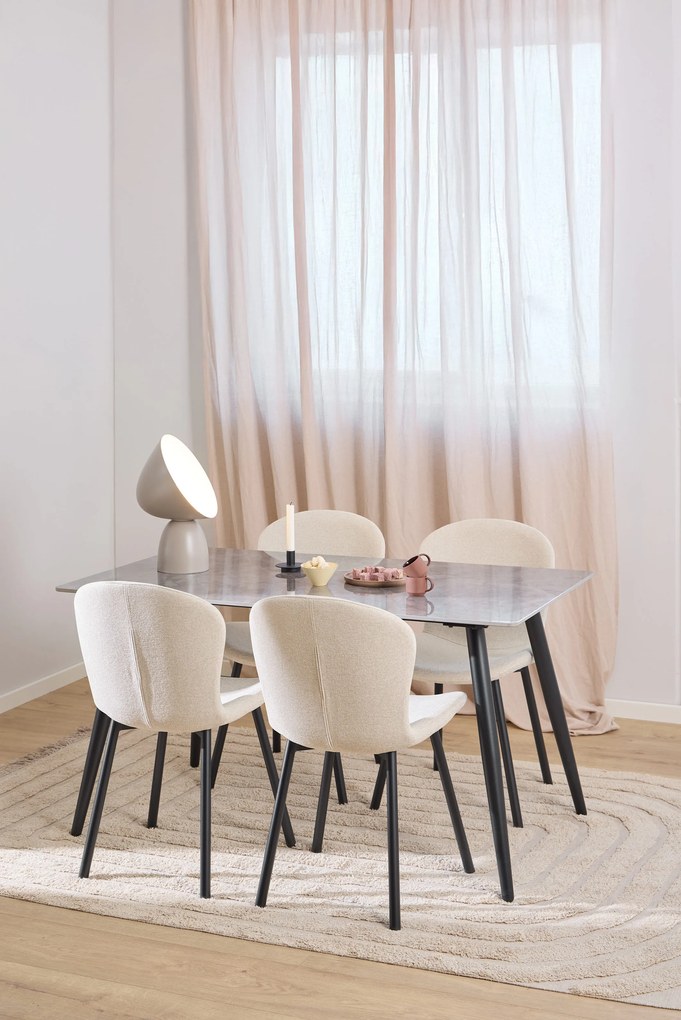 MAZZONI EXPORT FIORA Bej (material Apia 453)/cadru negru – SCAUN MODERN TAPITAT DIN CHENILLE PENTRU LIVING/BUCĂTĂRIE