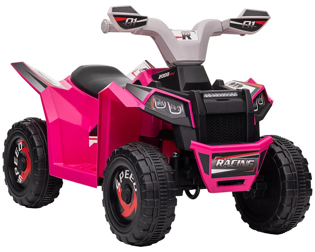 HOMCOM Quad electric pentru copii vehicul cu baterie 6V cu mers înainte și înapoi 70L x 41,5l x 48,5H cm Roz | Aosom Romania