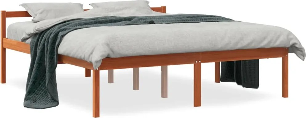 vidaXL Pat pentru seniori, maro ceruit, 150x200 cm, lemn masiv de pin