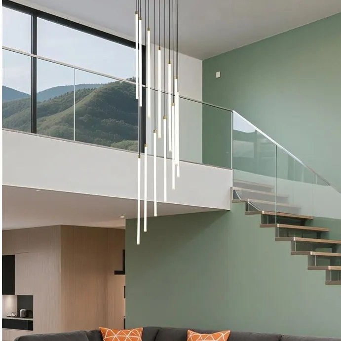 Lustra casa scarii cu 12 Tuburi LED CCT, telecomanda Flare