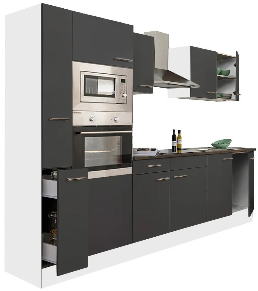 Mobilă de bucătărie Yorki 300, corp alb, față antracit satinat