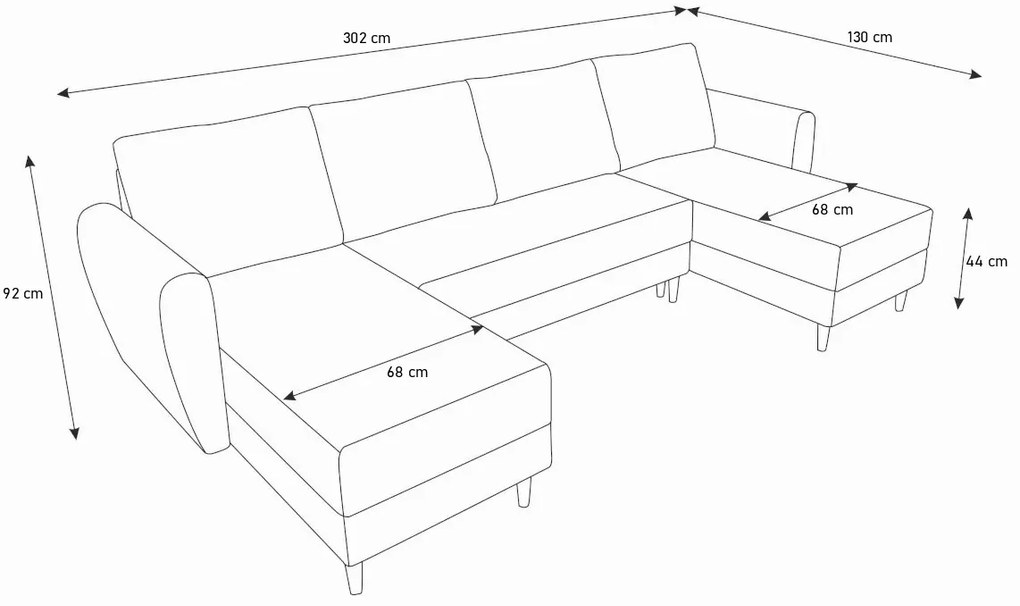 Supermobel Canapea in forma de U PALOMA, 302x92x130 itaka 14