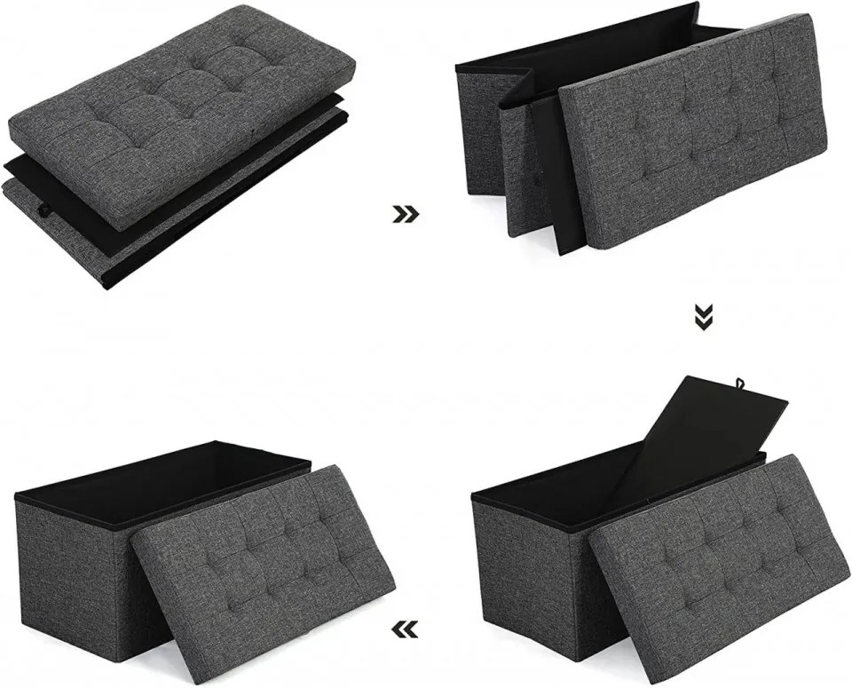 Bancheta Dormitor cu Spatiu de Depozitare, MDF, Gri Inchis