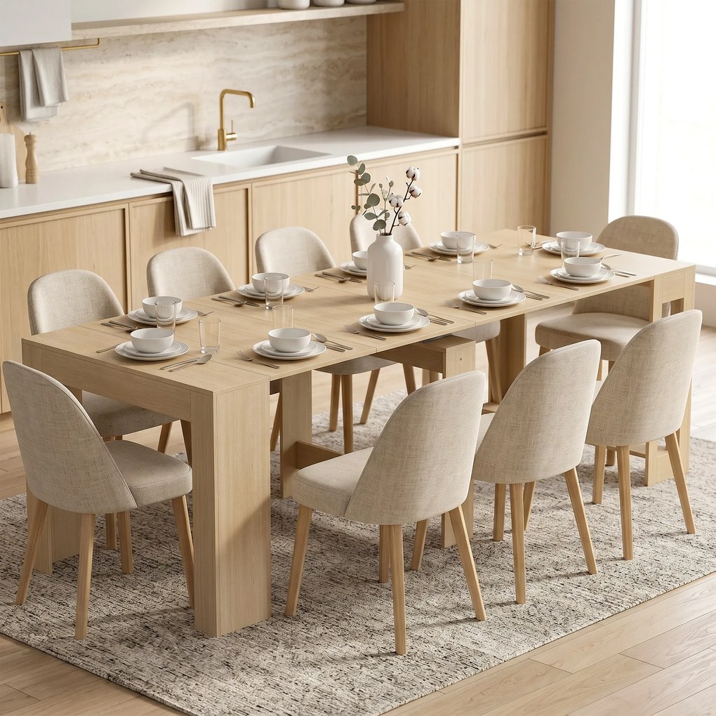 HOMCOM Masă de Dining Compactă pentru Bucătărie Economisește Spațiu, 240 x 90 x 78 cm, Lemn Deschis | Aosom Romania