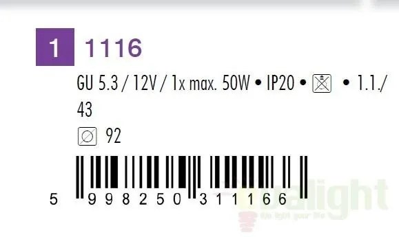 Spot directionabil, incastrabil, diam.9,2cm, Spot fashion 1116 RX