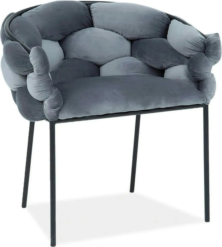 Scaun NORTE, gri/negru, stofa catifelata/metal, 76x40x75 cm