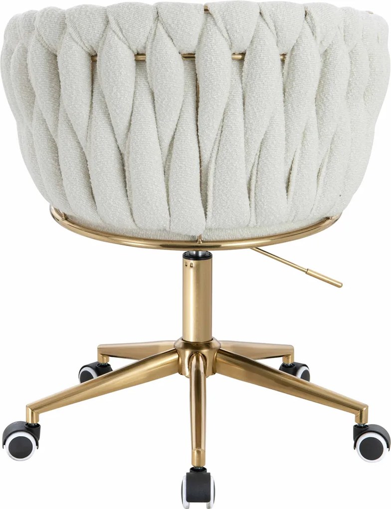 HR750K Scaun Crem Boucle cu Bază Aurie