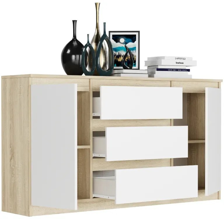 Comoda spațioasă R-140-S3 - diferite variante de culoare artisan mix alb