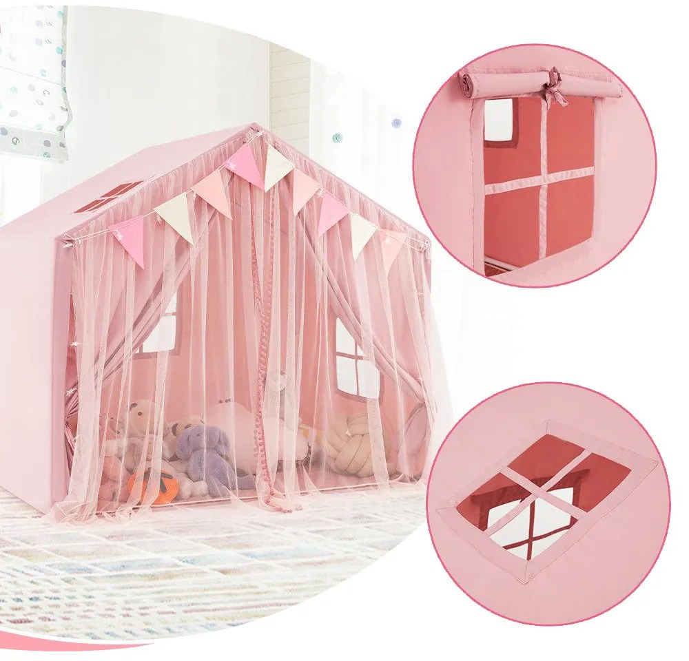 Cort de joacă cu luminițe stelare, roz