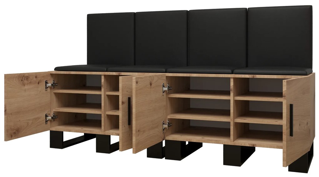 Set mobilier pentru hol Amanda 20 (Stejar artisan + piele ecologică Negru). 1086036