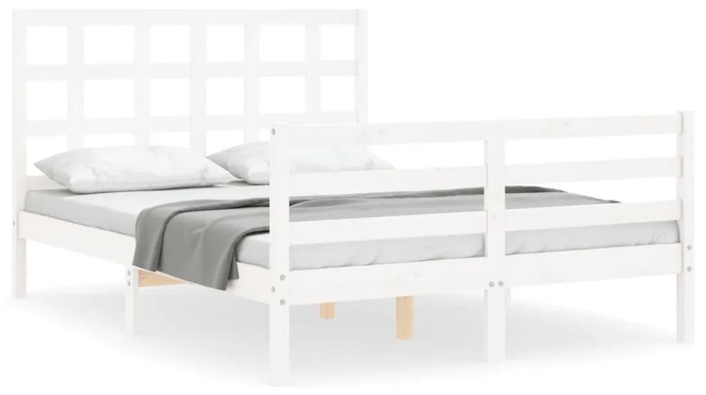 3193957 vidaXL Cadru de pat cu tăblie dublu mic, lemn masiv